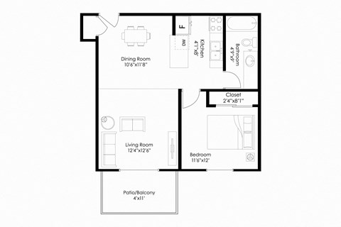 a floor plan of a bedroom apartment